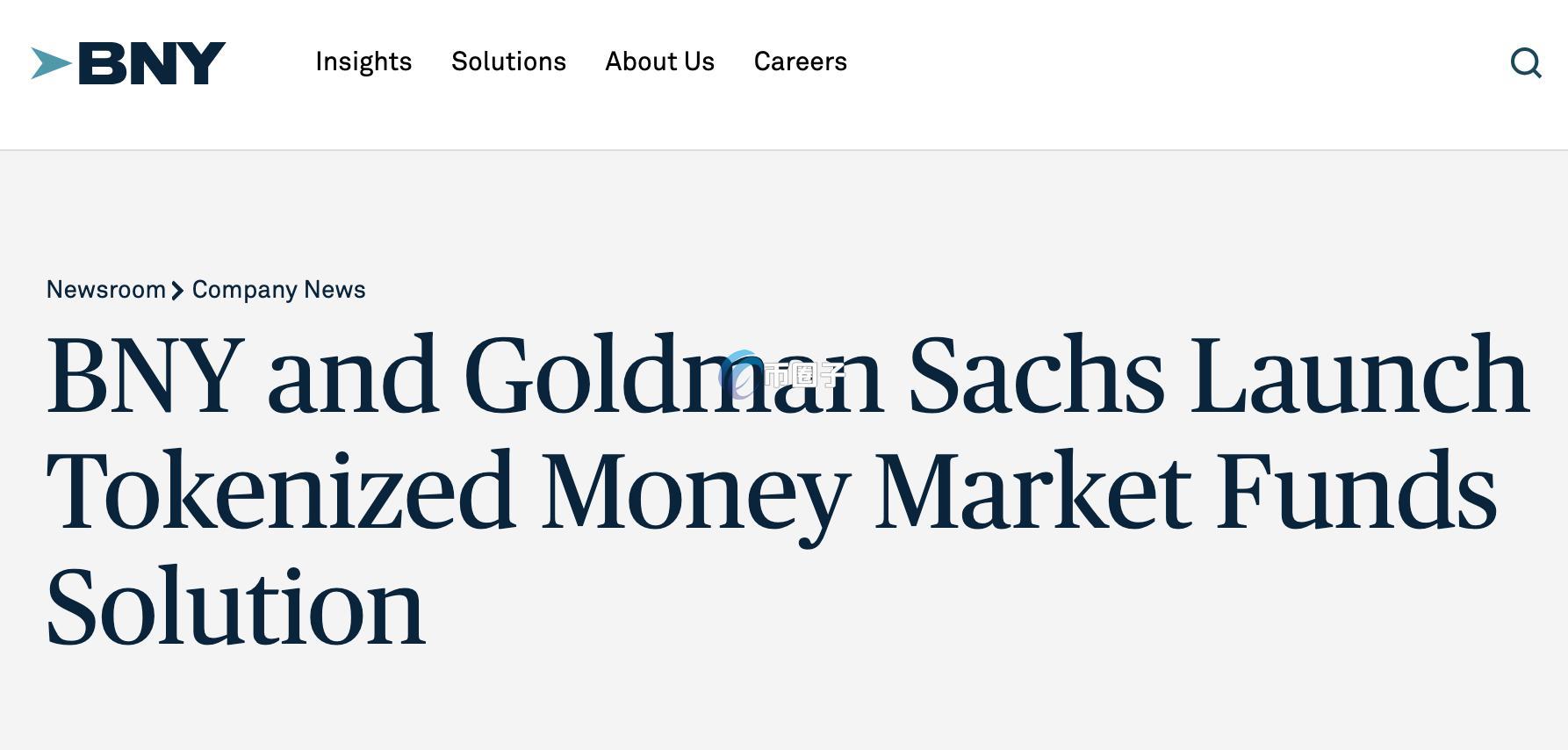 BNY与高盛合作的官方画面