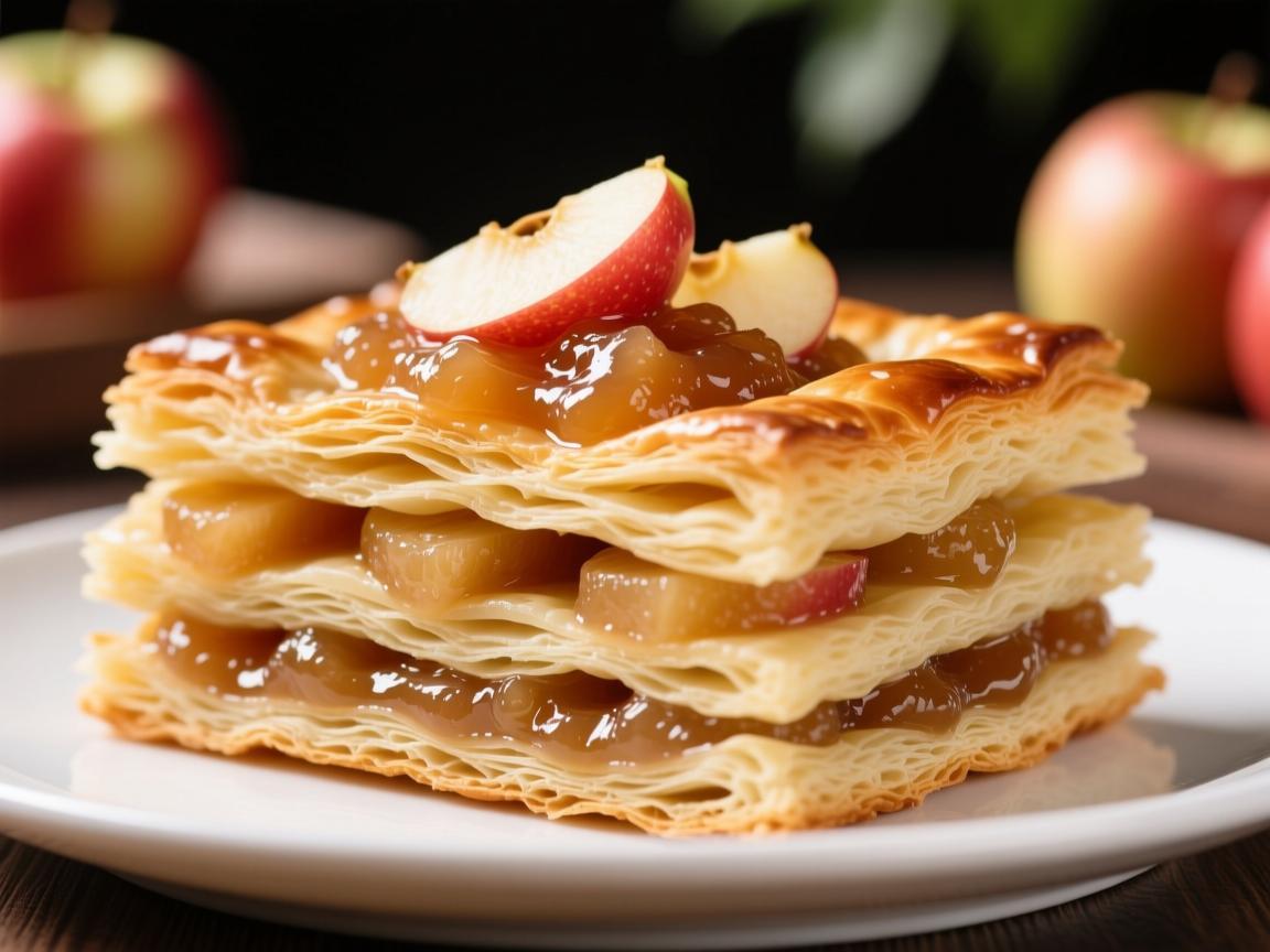 欧苹果酱千层，层层酥皮裹着果香的家常温暖