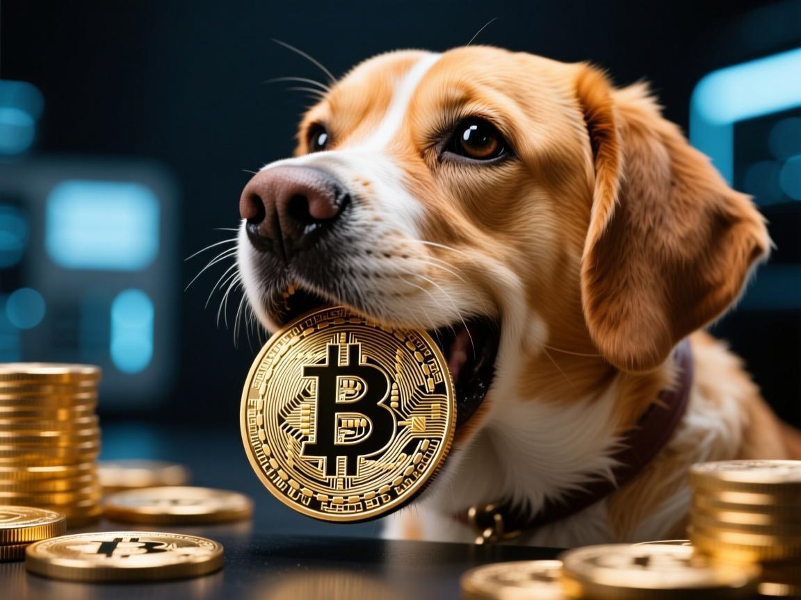 狗狗币吞比特币照片图片，一场数字货币的视觉寓言