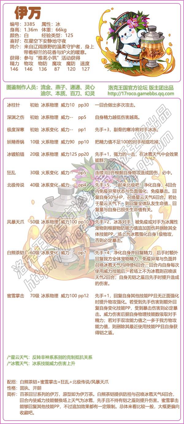 洛克王国伊万技能表