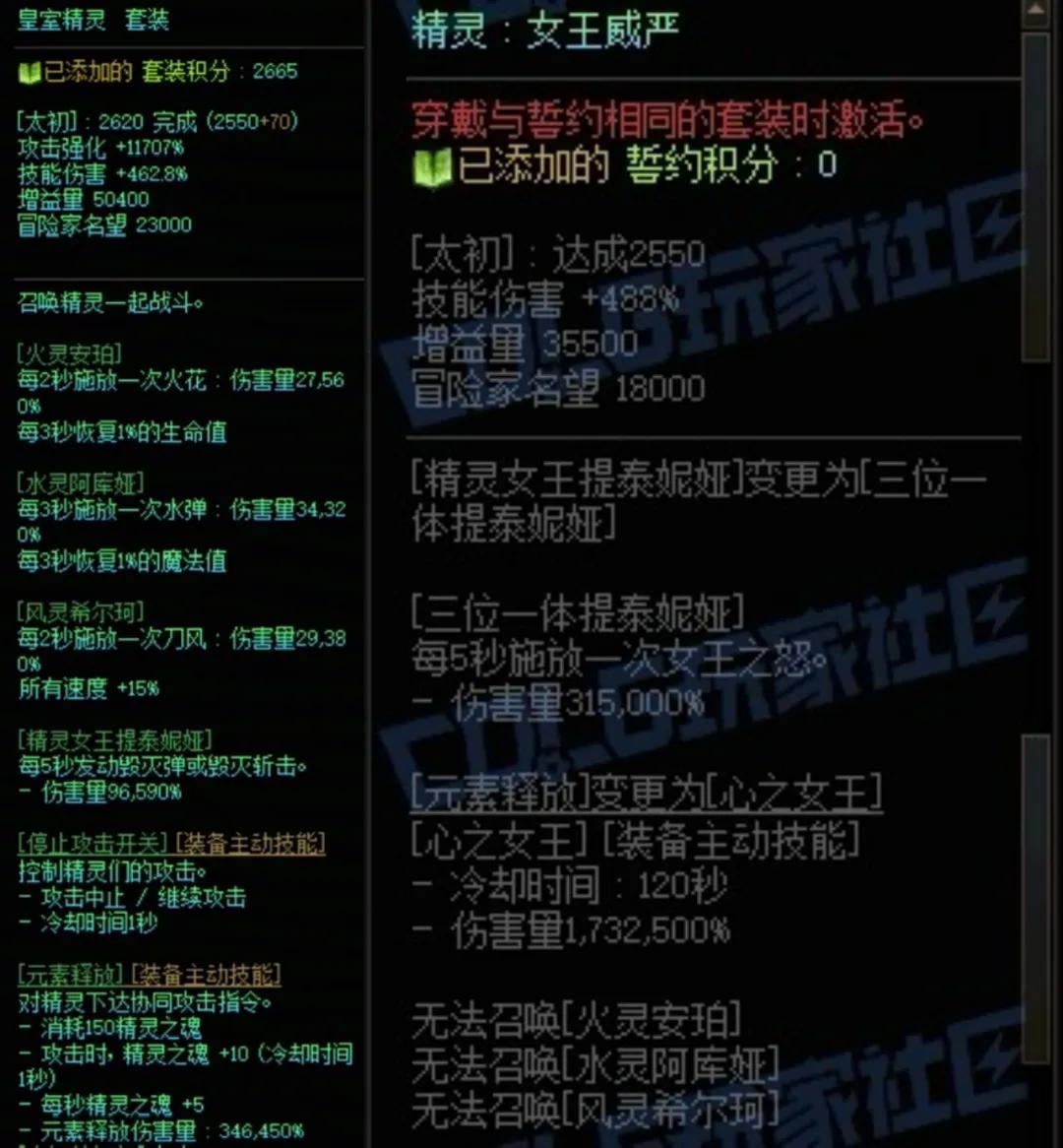 DNF精灵套加精灵誓约左搭配属性一览