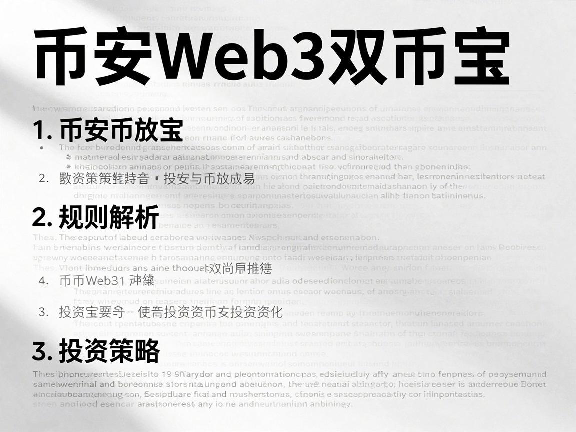币安Web3双币宝，规则解析与投资策略
