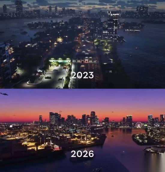 GTA6画面对比引热议 2023夜景震撼 vs 2026黄昏写实，社区观点两极分化