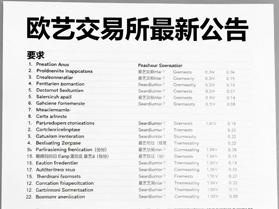 欧艺交易所最新公告