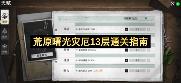 荒原曙光灾厄13层通关指南
